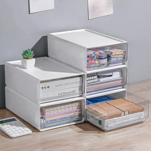 2 Stück Schreibtisch Schubladenbox A4, Büro Organizer Plastic