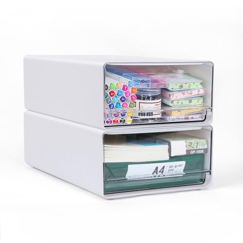 2 Stück Schreibtisch Schubladenbox A4, Büro Organizer Plastic