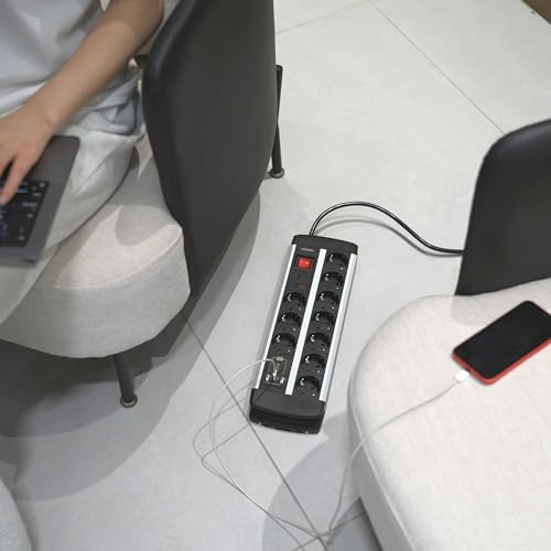 10-Fach Steckdosenleiste mit USB-C PD 20W, Überspannungsschutz