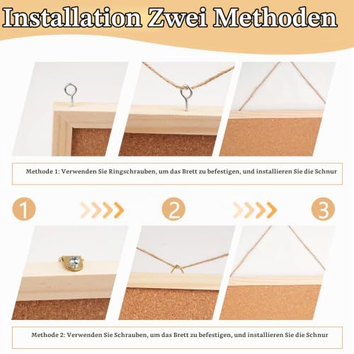 Pinnwand Kork 40x30cm, Pinwand mit Holzrahmen, Korkwand Pinnwand Klein
