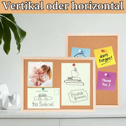 Pinnwand Kork 40x30cm, Pinwand mit Holzrahmen, Korkwand Pinnwand Klein