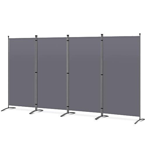 Angel Living Paravent 4 Teilig 324 x170cm Grau,Stellwand Sichtschutz Faltbarer Raumteiler Trennwand Sichtschut für Draußen Garten Schlafzimmer Wohnzimmer Büro Innen