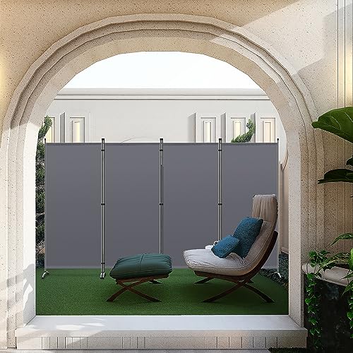 Angel Living Paravent 4 Teilig 324 x170cm Grau,Stellwand Sichtschutz Faltbarer Raumteiler Trennwand Sichtschut für Draußen Garten Schlafzimmer Wohnzimmer Büro Innen