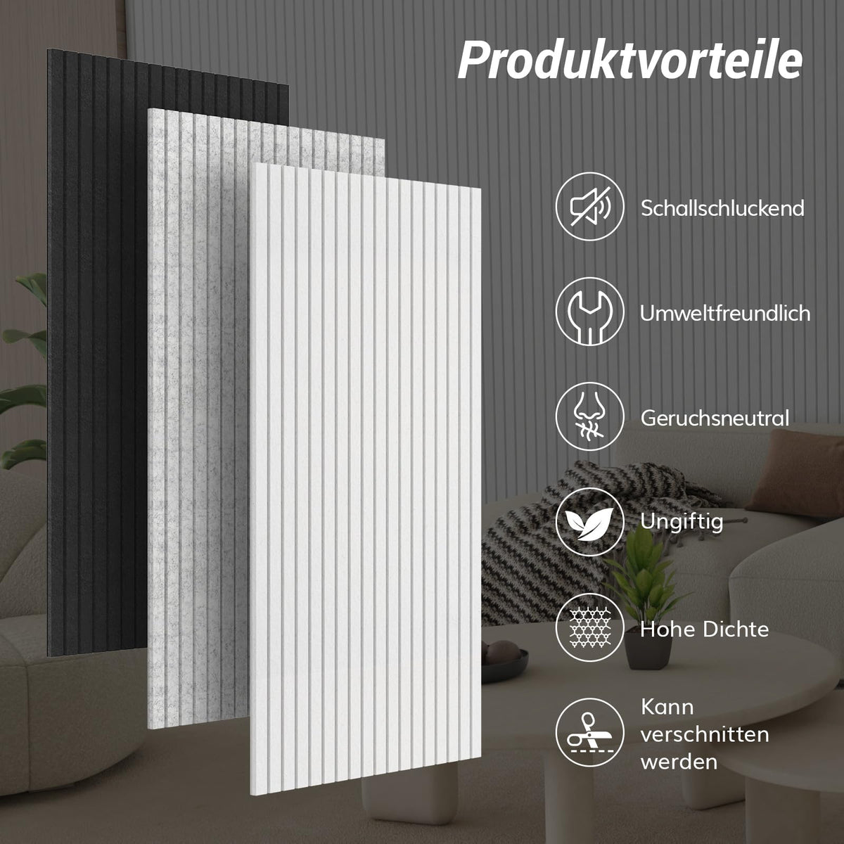 TONOR 8 Pack Akustikpaneele selbstklebend für deko 120x60x0.9 cm, Weiß