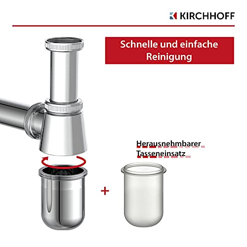 Siphon, Waschbecken Abfluss, Ablaufgarnitur für Waschbecken und Waschtisch, Geruchsverschluss mit Reinigungsöffnung, Flaschensiphon, Abflussrohr 98803110