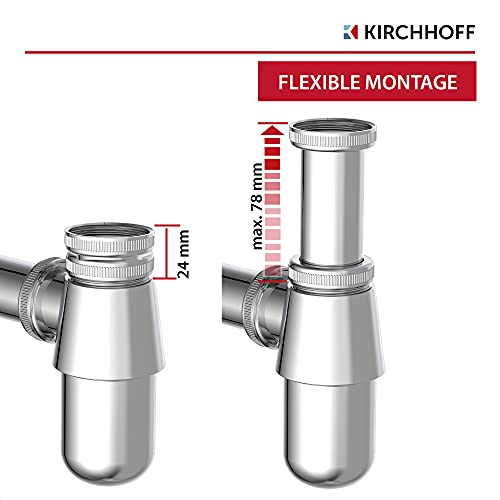 Siphon, Waschbecken Abfluss, Ablaufgarnitur für Waschbecken und Waschtisch, Geruchsverschluss mit Reinigungsöffnung, Flaschensiphon, Abflussrohr 98803110