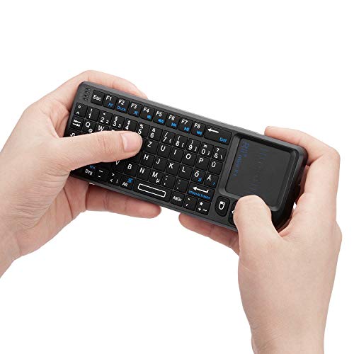 Rii X1 Mini Tastatur Wireless, Smart TV Tastatur, Kabellos Tastatur mit Touchpad, mini Keyboard für Smart TV Fernbedienung/PC/PAD/Xbox 360/ PS3/Google Android TV Box/HTPC/IPTV (De Layout)
