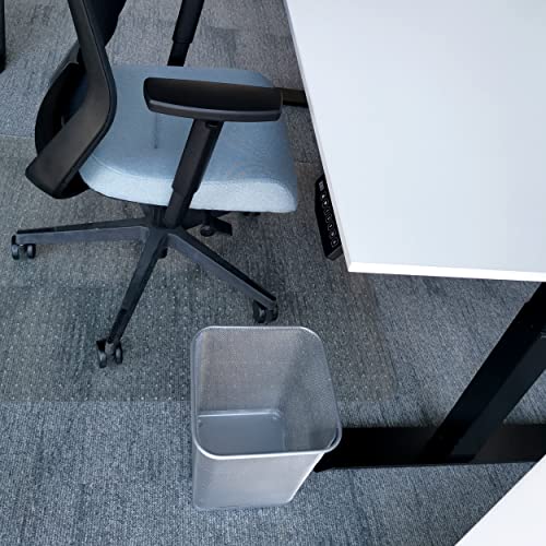 D.RECT Papierkorb Büro 18L - Abfalleimer, Papierkorb aus Drahtgeflecht Mülleimer, Papiereimer - Metall Büroeimer Mesh Eckig, Silber