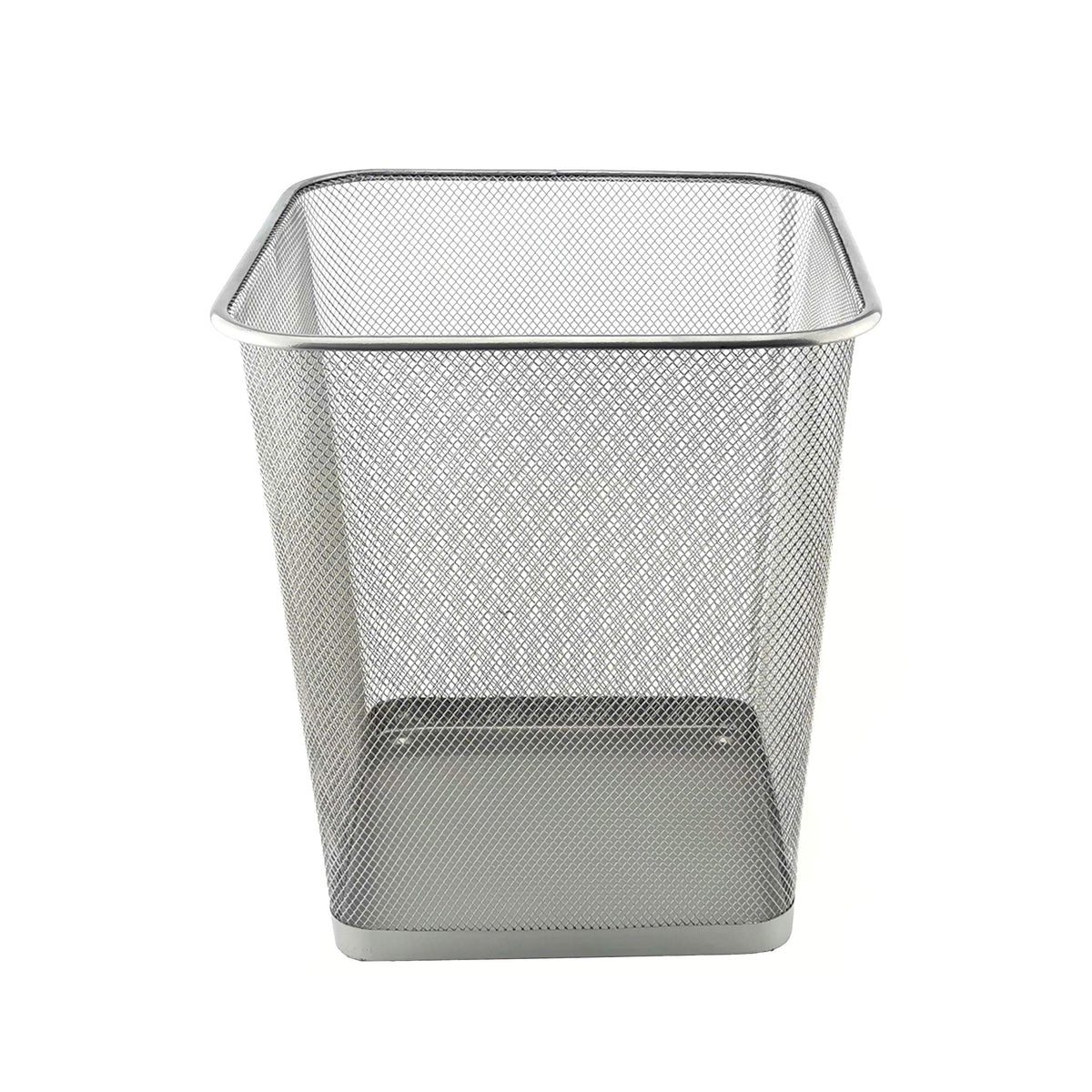 D.RECT Papierkorb Büro 18L - Abfalleimer, Papierkorb aus Drahtgeflecht Mülleimer, Papiereimer - Metall Büroeimer Mesh Eckig, Silber