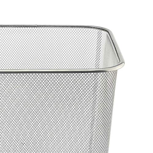 D.RECT Papierkorb Büro 18L - Abfalleimer, Papierkorb aus Drahtgeflecht Mülleimer, Papiereimer - Metall Büroeimer Mesh Eckig, Silber