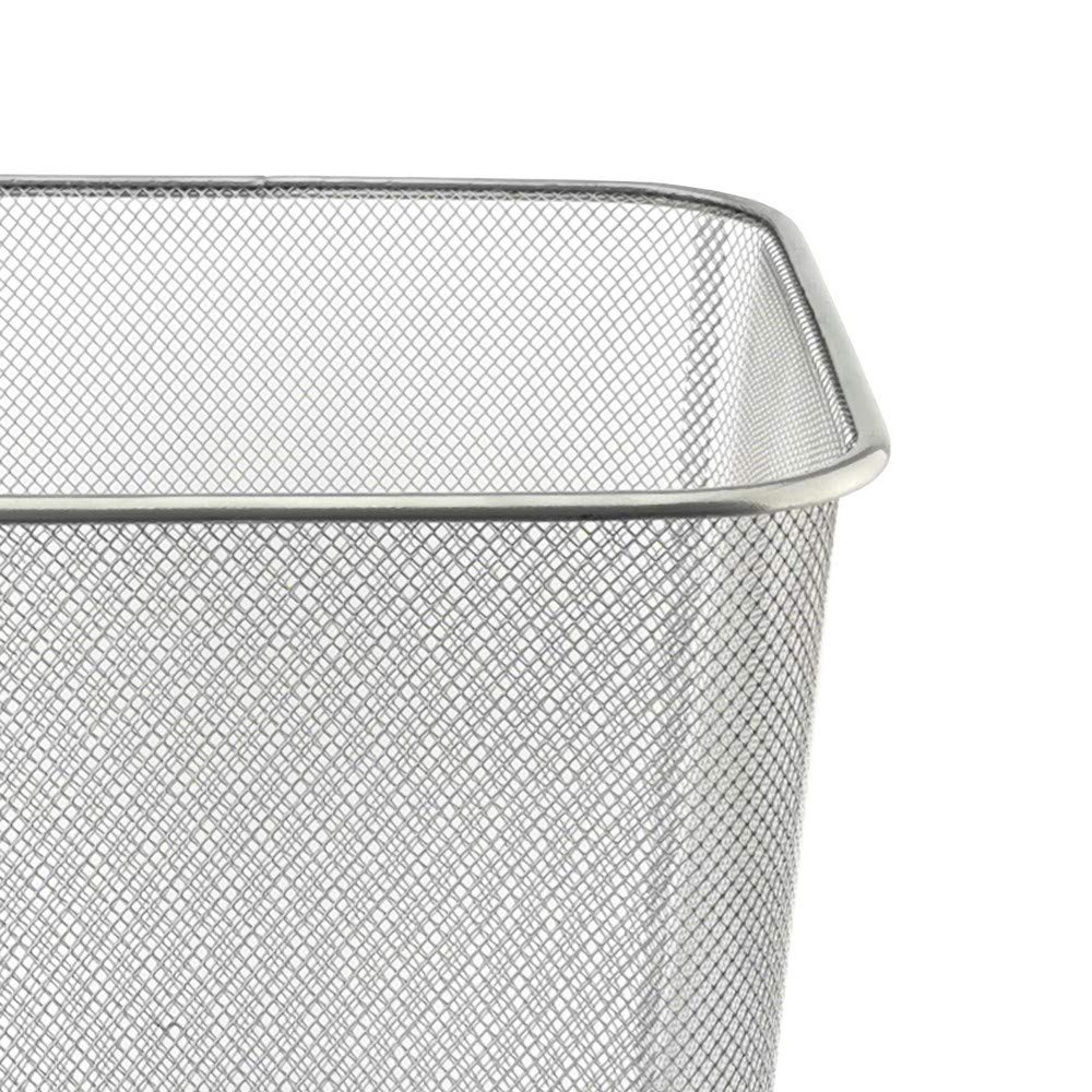 D.RECT Papierkorb Büro 18L - Abfalleimer, Papierkorb aus Drahtgeflecht Mülleimer, Papiereimer - Metall Büroeimer Mesh Eckig, Silber