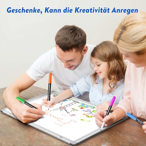 maxtek Whiteboard Magnetisch 60 x 45 cm, Magnettafel mit Alurahmen