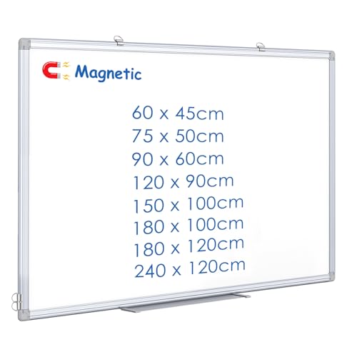 maxtek Whiteboard Magnetisch 60 x 45 cm, Magnettafel mit Alurahmen