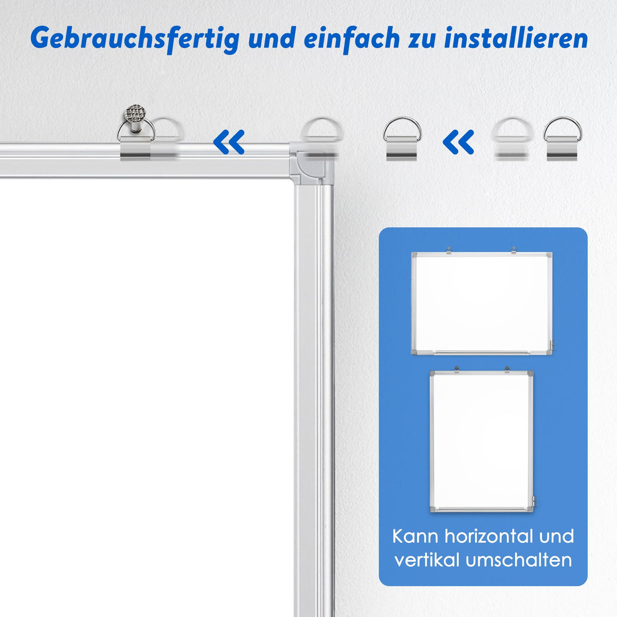 maxtek Whiteboard Magnetisch 60 x 45 cm, Magnettafel mit Alurahmen