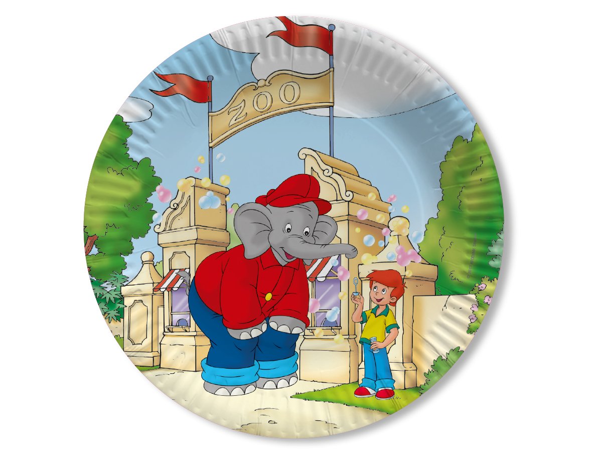 DH-Konzept 36-teiliges Party-Set - Elefant Benjamin Blümchen - Teller Becher Servietten für 8 Kinder