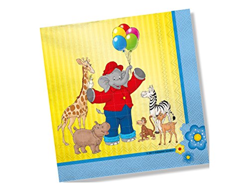 DH-Konzept 36-teiliges Party-Set - Elefant Benjamin Blümchen - Teller Becher Servietten für 8 Kinder