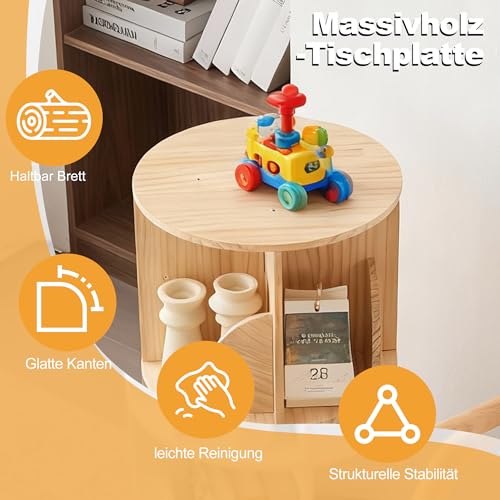 Mingone Drehbares Bücherregal Kinder mit 2 Ebenen, Holzwerkstoffe