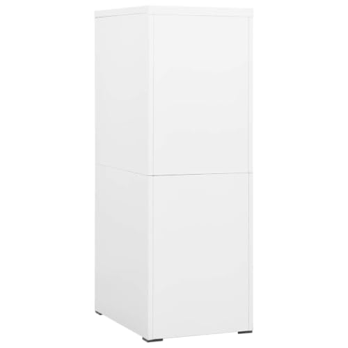 Aktenschrank Weiß aus Stahl 46x62x133 cm mit 4 Schubladen abschließbar für Büro, Homeoffice und Verwaltung, kompatibel mit A4 Legal Ordnern, langlebig und leicht zu reinigen
