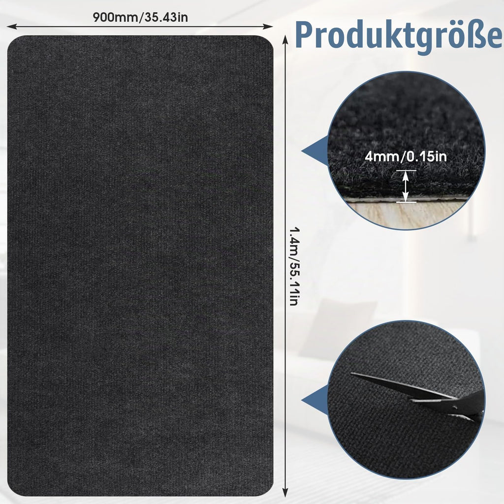 Bodenschutzmatte Bürostuhl Unterlage 140x90cm, Kratzfeste Schreibtischstuhl Unterlage für Parkett und Hartböden wie Laminat & Fliesen, rutschfeste Stuhlunterlage aus Polyester, Dunkelgrau