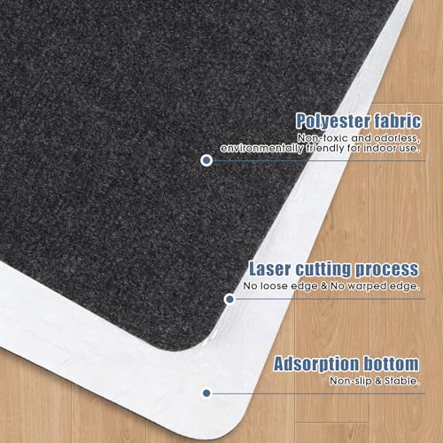 Bodenschutzmatte Bürostuhl Unterlage 140x90cm, Kratzfeste Schreibtischstuhl Unterlage für Parkett und Hartböden wie Laminat & Fliesen, rutschfeste Stuhlunterlage aus Polyester, Dunkelgrau