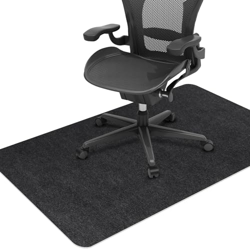 Bodenschutzmatte Bürostuhl Unterlage 140x90cm, Kratzfeste Schreibtischstuhl Unterlage für Parkett und Hartböden wie Laminat & Fliesen, rutschfeste Stuhlunterlage aus Polyester, Dunkelgrau