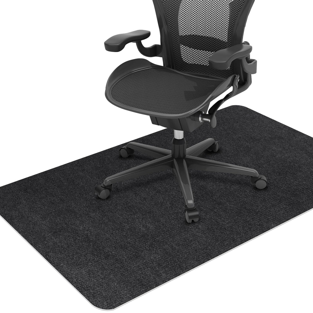 Bodenschutzmatte Bürostuhl Unterlage 140x90cm, Kratzfeste Schreibtischstuhl Unterlage für Parkett und Hartböden wie Laminat & Fliesen, rutschfeste Stuhlunterlage aus Polyester, Dunkelgrau