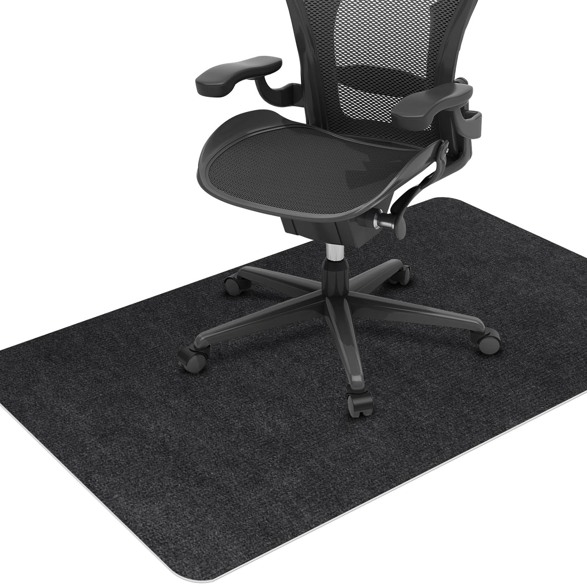 Bodenschutzmatte Bürostuhl Unterlage 140x90cm, Kratzfeste Schreibtischstuhl Unterlage für Parkett und Hartböden wie Laminat & Fliesen, rutschfeste Stuhlunterlage aus Polyester, Dunkelgrau