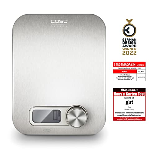 CASO Kitchen Energy Design Küchenwaage, Testsieger Haus & Garten Test, batterielose Nutzung durch kinetische Energie, bis 5 kg in 1 g-Schritten