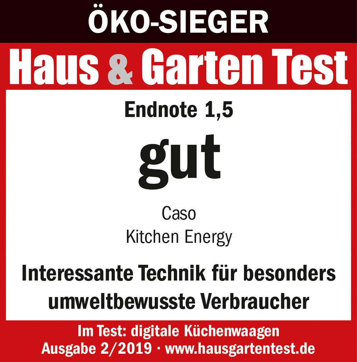 CASO Kitchen Energy Design Küchenwaage, Testsieger Haus & Garten Test, batterielose Nutzung durch kinetische Energie, bis 5 kg in 1 g-Schritten