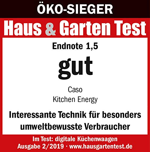 CASO Kitchen Energy Design Küchenwaage, Testsieger Haus & Garten Test, batterielose Nutzung durch kinetische Energie, bis 5 kg in 1 g-Schritten