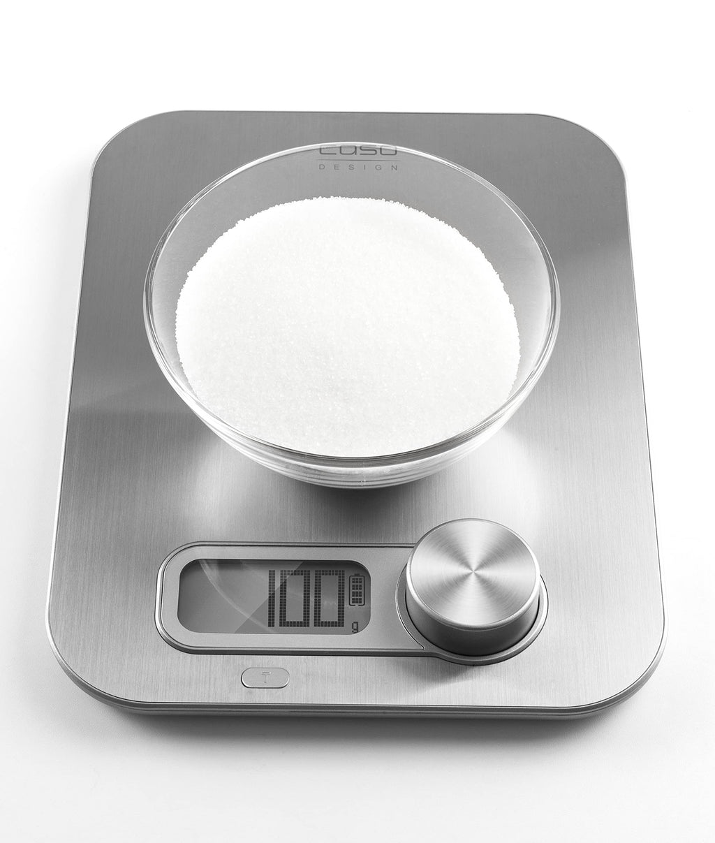 CASO Kitchen Energy Design Küchenwaage, Testsieger Haus & Garten Test, batterielose Nutzung durch kinetische Energie, bis 5 kg in 1 g-Schritten