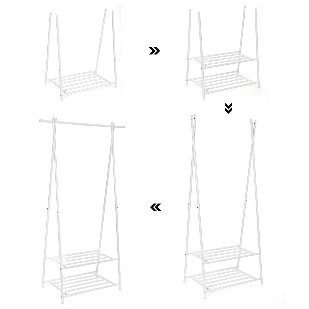 SONGMICS Kleiderständer, mit Ablage, aus Stahl, 87,8 x 41,6 x 155,7 cm