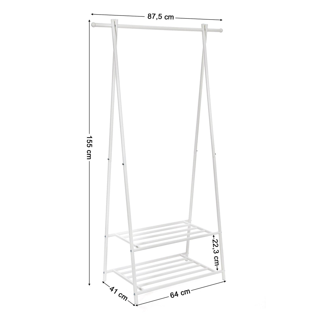 SONGMICS Kleiderständer, mit Ablage, aus Stahl, 87,8 x 41,6 x 155,7 cm