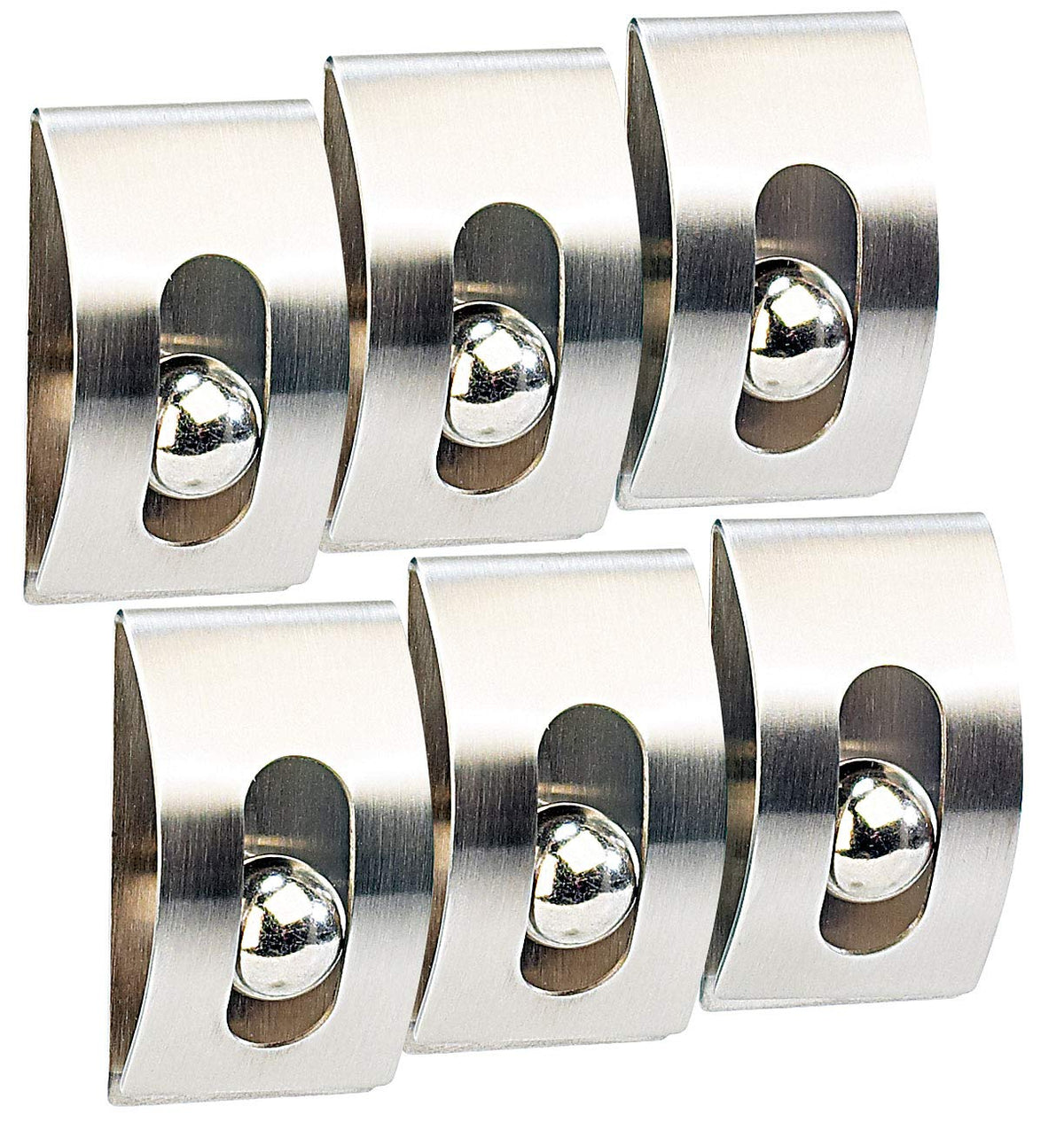 infactory Zettelhalter Klammer: 6er-Set Edelstahl-Notiz-Halter "Gravity Lock", selbstklebend (Zettelhalter selbstklebend, Notizhalter Klammer, Wandhalterung)