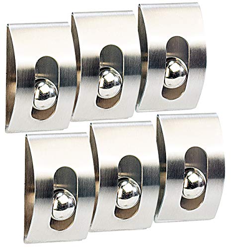 infactory Zettelhalter Klammer: 6er-Set Edelstahl-Notiz-Halter "Gravity Lock", selbstklebend (Zettelhalter selbstklebend, Notizhalter Klammer, Wandhalterung)