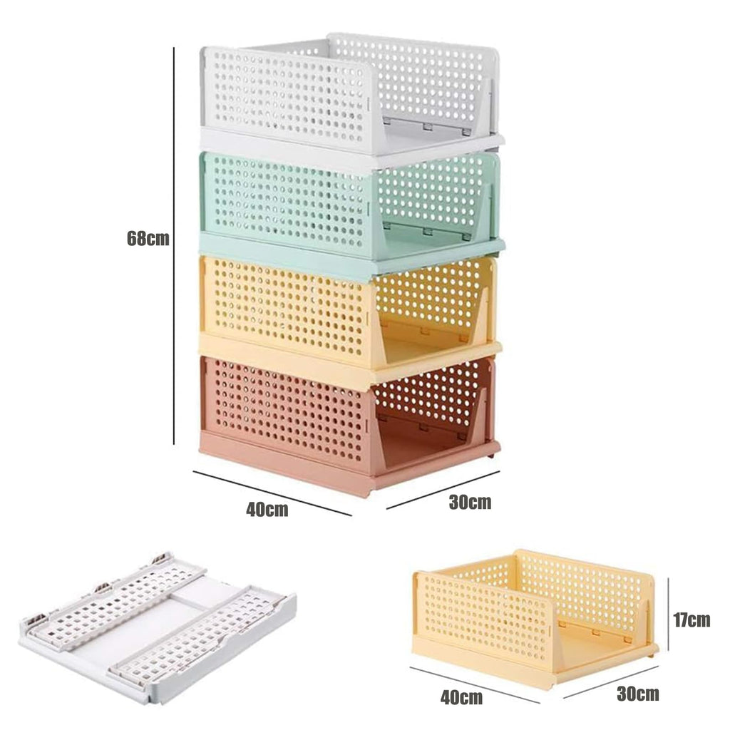 RMAN 4 Stück Kleiderschrank Organizer Schubladenbox Stapelbare Schrank Organizer Kleiderschrank Regal Aufbewahrungsbox Plastik Lagerkisten Trennwand Schublade für Kleidung, Küchen, Schlafzimmer