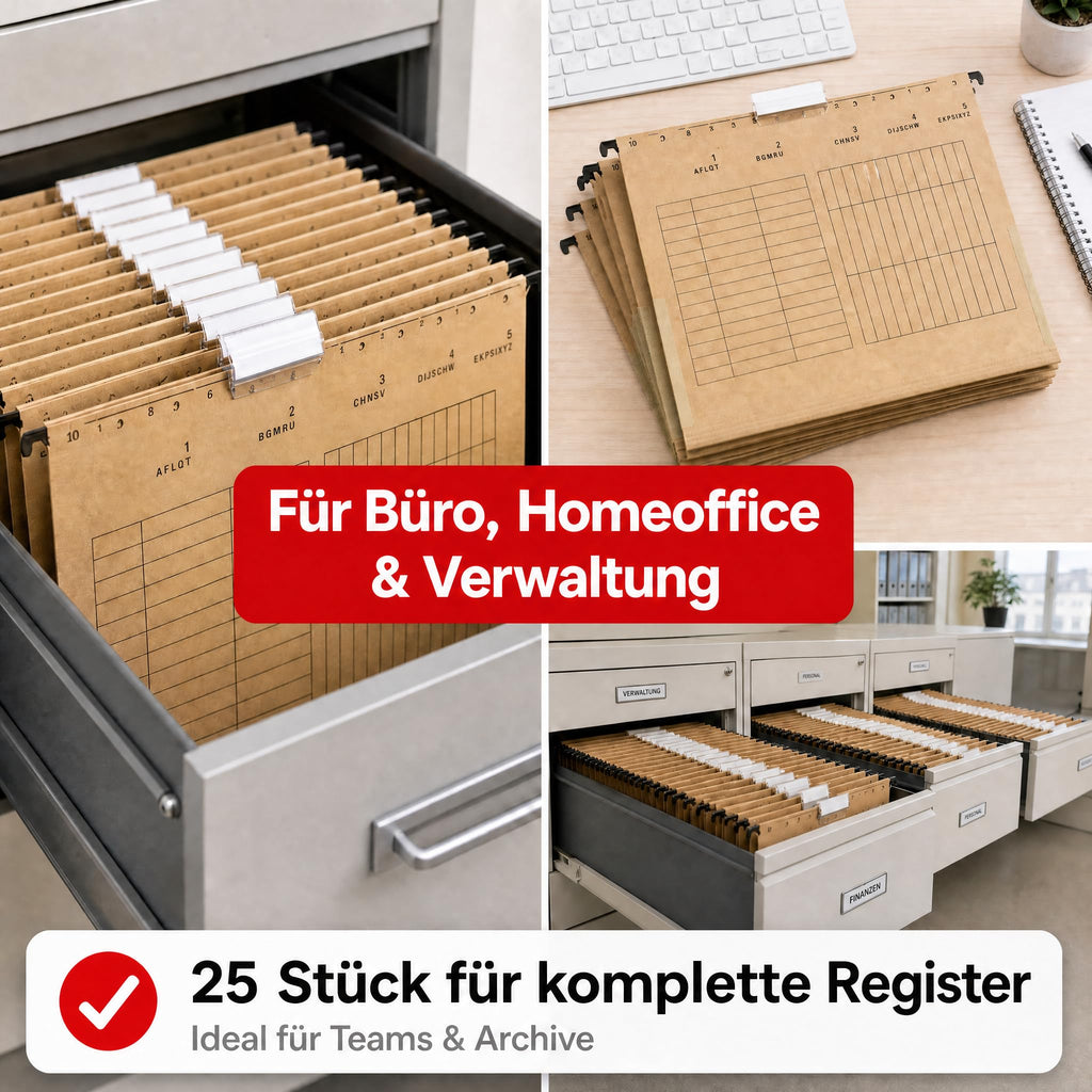Conipa Hängemappen DIN A4, 25 Stück, Recycling-Karton Braun, Blauer Engel