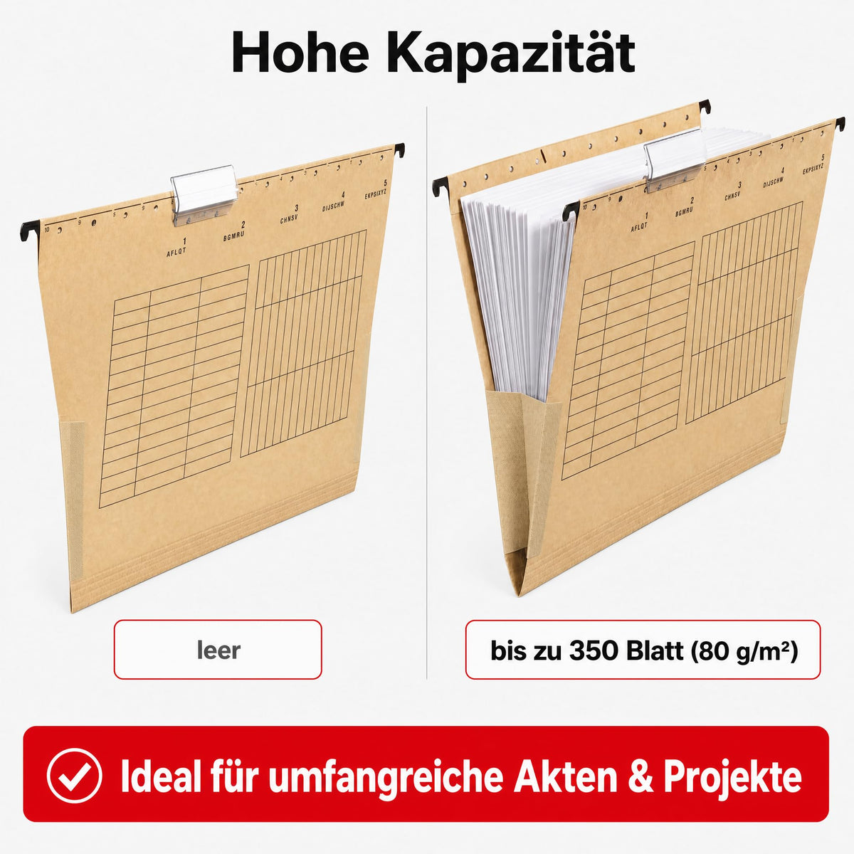 Conipa Hängemappen DIN A4, 25 Stück, Recycling-Karton Braun, Blauer Engel