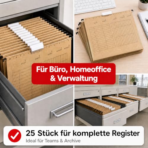 Conipa Hängemappen DIN A4, 25 Stück, Recycling-Karton Braun, Blauer Engel