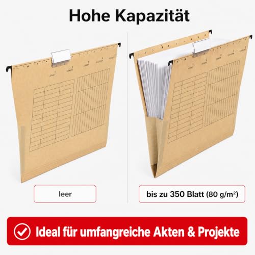 Conipa Hängemappen DIN A4, 25 Stück, Recycling-Karton Braun, Blauer Engel
