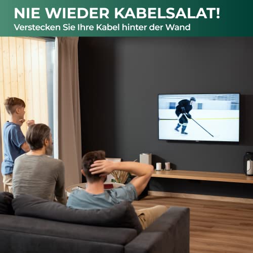 Unterputz Kabelkanal Set - Ovales Multimedia Rohr - Unsichtbare TV Kabeldurchführung, Kabel verstecken hinter der Wand, Elektro Installationsrohr, 1.1M lang