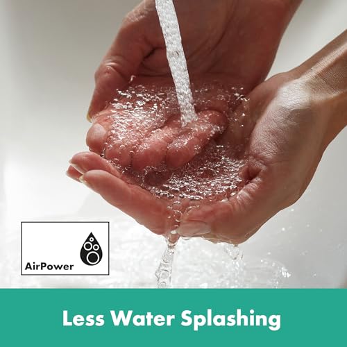 hansgrohe Talis E - Waschtischarmatur mit Push-Open Ablauf, Wasserhahn Bad mit Auslauf Höhe 110 mm, Mischbatterie Waschbecken wassersparend (EcoSmart), Chrom