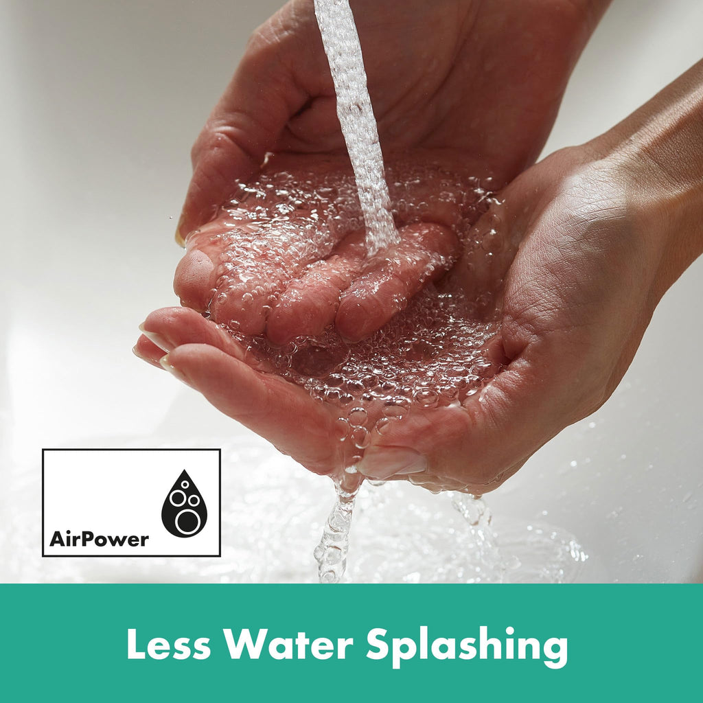 hansgrohe Talis E - Waschtischarmatur mit Push-Open Ablauf, Wasserhahn Bad mit Auslauf Höhe 110 mm, Mischbatterie Waschbecken wassersparend (EcoSmart), Chrom