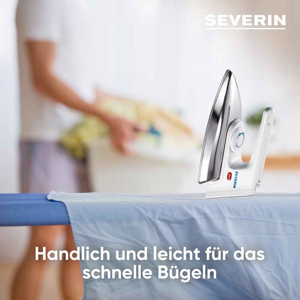 SEVERIN Bügeleisen, Alu-Feinschliffsohle, Trockenbügeleisen, nur 600g schwer, Weiß, 1200 W, BA 3211