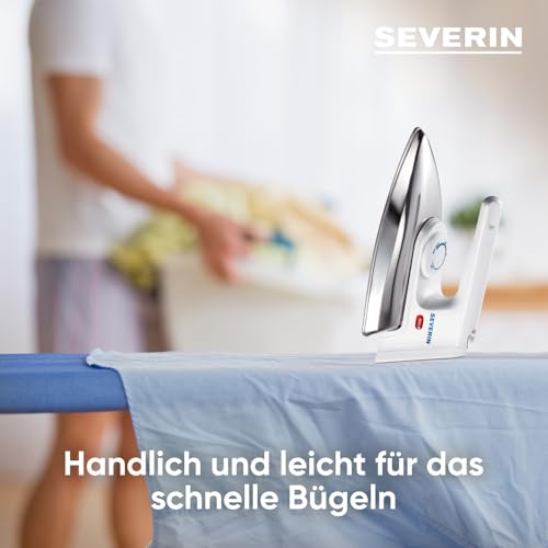 SEVERIN Bügeleisen, Alu-Feinschliffsohle, Trockenbügeleisen, nur 600g schwer, Weiß, 1200 W, BA 3211