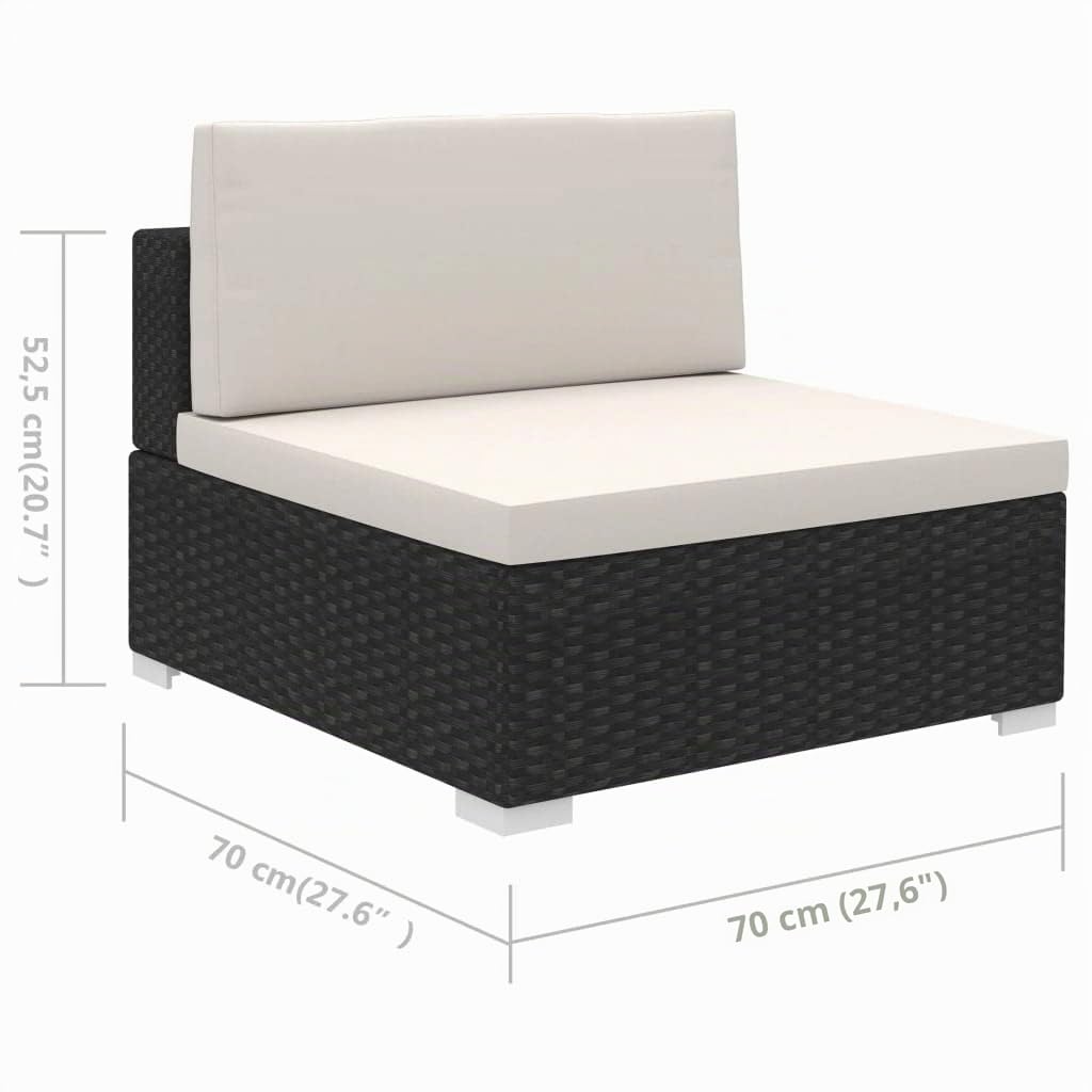 vidaXL 6-TLG. Garten-Lounge-Set mit Auflagen Poly Rattan Schwarz