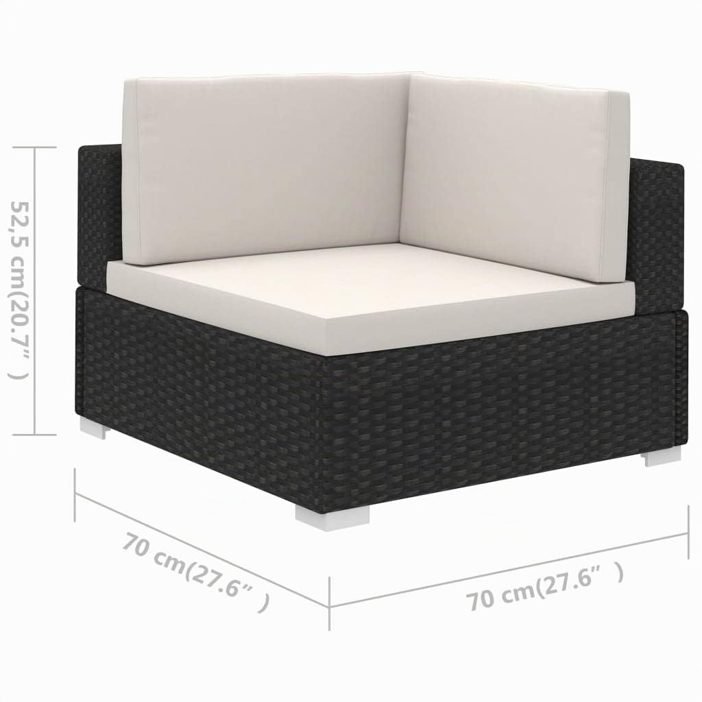 vidaXL 6-TLG. Garten-Lounge-Set mit Auflagen Poly Rattan Schwarz