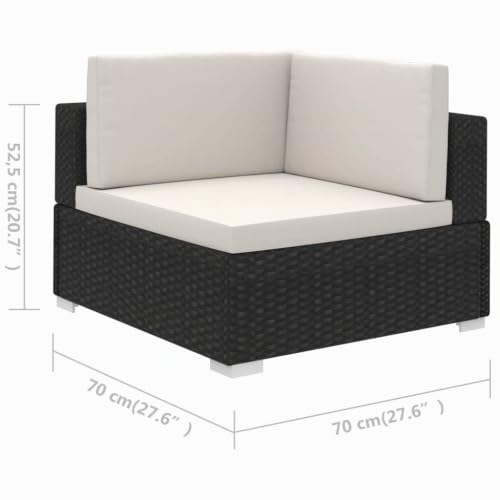vidaXL 6-TLG. Garten-Lounge-Set mit Auflagen Poly Rattan Schwarz