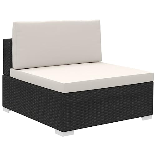vidaXL 6-TLG. Garten-Lounge-Set mit Auflagen Poly Rattan Schwarz