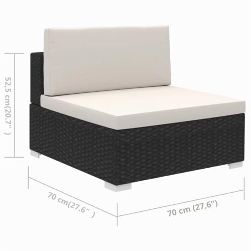 vidaXL 6-TLG. Garten-Lounge-Set mit Auflagen Poly Rattan Schwarz